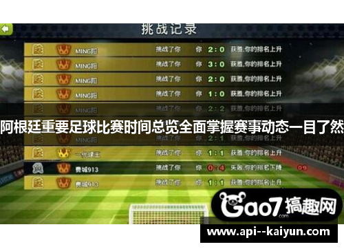 阿根廷重要足球比赛时间总览全面掌握赛事动态一目了然